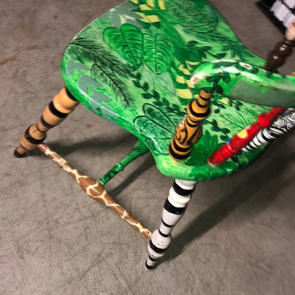 Jungle Animal Hand Crafted Painted Oak Wood Chair - Picture 5 of 5